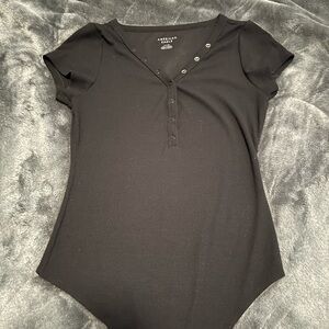 American Eagle Outfitters Black Short Sleeve Bodysuit